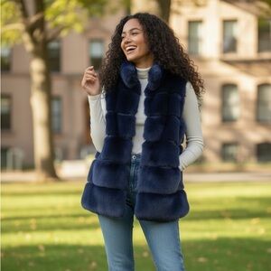 Generation Love Midnight Blue Faux Fur Sleeveless Vest